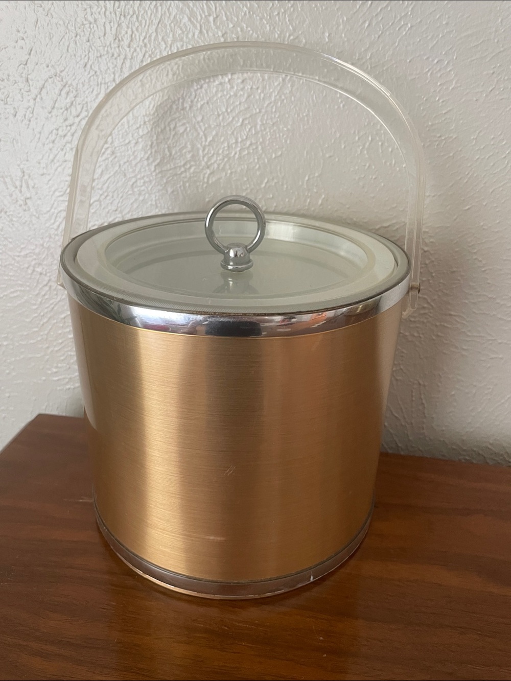 Briard Gold Metallic Ice Bucket with Clear Handle and Lid